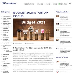 BUDGET 2021: STARTUP FOCUS - Provenience