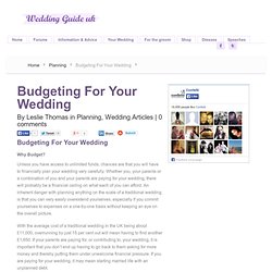 Budgeting For Your Wedding