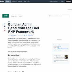 Build an Admin Panel with the Fuel PHP Framework