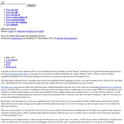 How To Build Web Apps for Multiple Devices