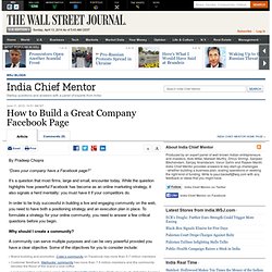 How to Build a Great Company Facebook Page - India Chief Mentor