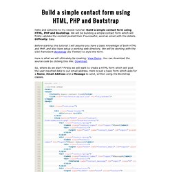 Build a simple contact form using HTML, PHP and Bootstrap