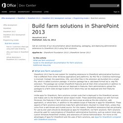 Build farm solutions in SharePoint 2013