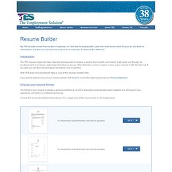 Resume Builder - TES - The Employment Solution