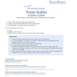 Thesis Builder - The Original Persuasive Essay Make