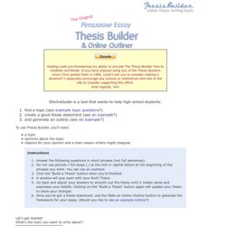 Thesis Builder - The Original Persuasive Essay Maker