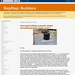 first tests building a powder-based stereolithography printer: part 1