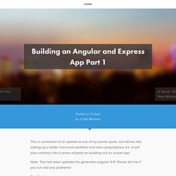 Building an Angular and Express App Part 1