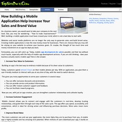 How Building a Mobile Application Help Increase Your Sales and Brand Value