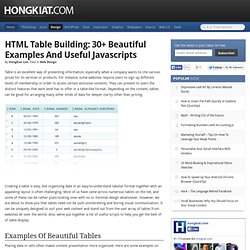 HTML Table Building: 30+ Beautiful Examples and Useful Javascripts