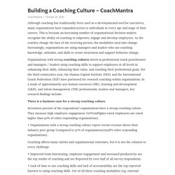 Building a Coaching Culture – CoachMantra