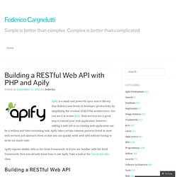 Building a RESTful Web API with PHP and Apify