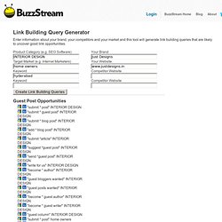 Link Building Query Generator - Free Tool from BuzzStream