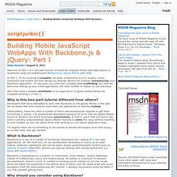 Building Mobile JavaScript WebApps With Backbone.js & jQuery: Part I