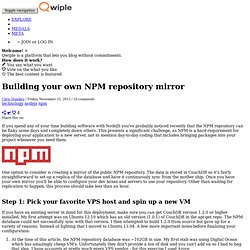 Building your own NPM repository mirror - Qwiple