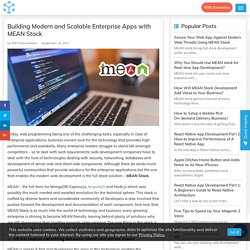 Building Modern and Scalable Enterprise Apps with MEAN Stack