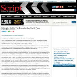 Building the World of Your Screenplay: Your First 10 Pages