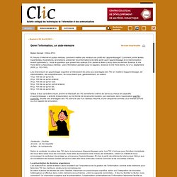 Bulletin Clic - Gérer l'information, un aide-mémoire