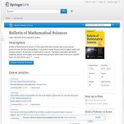 Bulletin of Mathematical Sciences