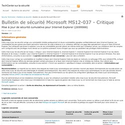 Bulletin de sécurité Microsoft MS12-037 - Critique : Mise à jour de sécurité cumulative pour Internet Explorer (2699988) - Vimperator