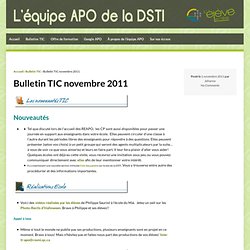 Bulletin TIC mai 2011 » L'équipe APO de la DSTI à votre service