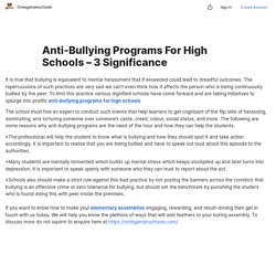 Anti-bullying programs for high schools