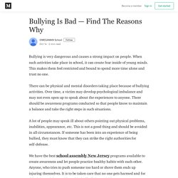 Bullying Is Bad — Find The Reasons Why - OMEGAMAN School - Medium
