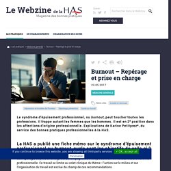 Burnout – Repérage et prise en charge