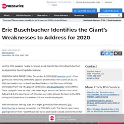 Eric Buschbacher Identifies the Giant’s Weaknesses to Address for 2020