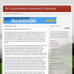 UK Local Business Advertising & Marketing: Advertising Your Business for Free in the UK