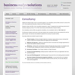 Business Analysis Consultancy Services