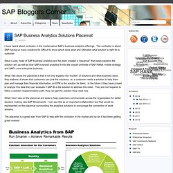 SAP Business Analytics Solutions Placemat » SAP Bloggers Corner