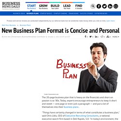 New Business Plan Format is Concise and Personal