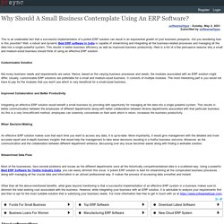 Why Should A Small Business Contemplate Using An ERP Software?