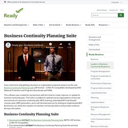Business Continuity Planning Suite