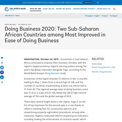 Doing Business 2020: Two Sub-Saharan African Countries among Most Improved in Ease of Doing Business