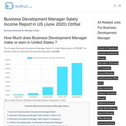 Business Development Manager Salary Income Report in US (June 2020) CtrlSal