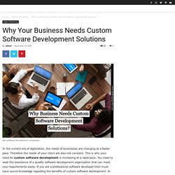 Why Your Business Needs Custom Software Development Solutions   