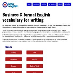 Business & formal English vocabulary for writing
