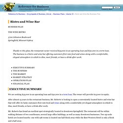 Bistro and Wine Bar Business Plan - Executive summary, The business, The market, Market strategy