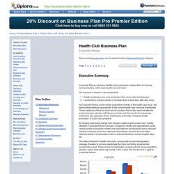 Health Club Sample Business Plan - Executive Summary