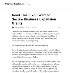 Read This If You Want to Secure Business Expansion Grants