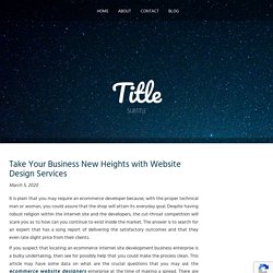 Take Your Business New Heights with Website Design Services
