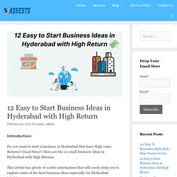 12 Small Business Ideas in Hyderabad with High Return - Side Assests