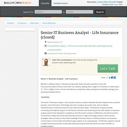 Senior IT Business Analyst - Life Insurance in New Haven, CT