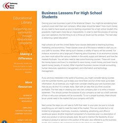 Business Lessons For High School Students
