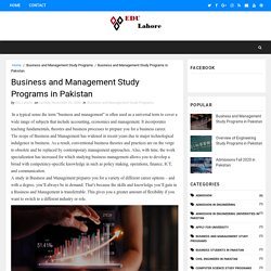 Business and Management Study Programs in Pakistan - The Best Education Programs