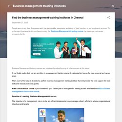 Find the business management training institutes in Chennai