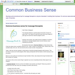 Common business sense for massage therapists