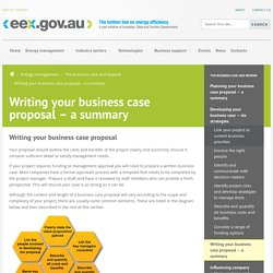 Writing your business case proposal – a summary